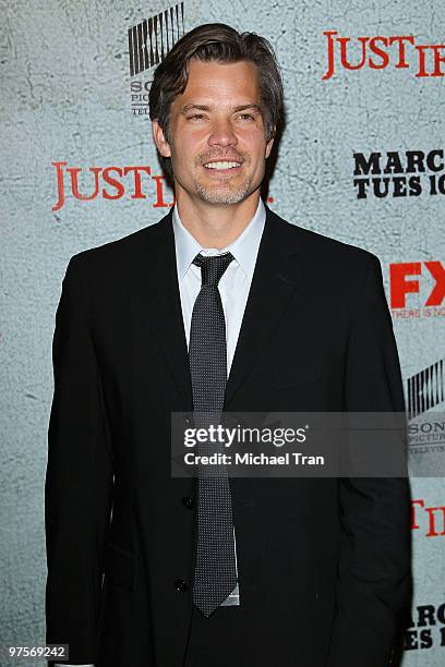 Timothy Olyphant arrives at the Los Angeles premiere screening of FX's "Justified" held at Directors Guild Theatre on March 8, 2010 in West...