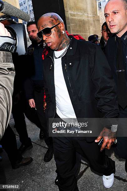 Musician Bryan "Baby" Williams arrives at the New York State Supreme Court on March 8, 2010 in New York City.
