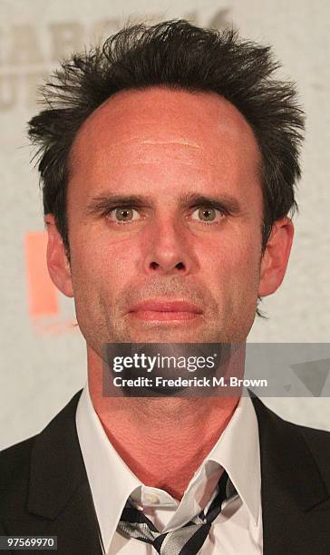 Actor Walton Goggins attends the premiere of the television show "Justified" at the Directors Guild of America on March 8, 2010 in Los Angeles,...