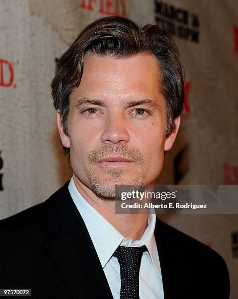 Actor Timothy Olyphant arrives at the premiere of FX Networks & Sony Pictures Television's "Justified" at the Director's Guild Theater on March 8,...
