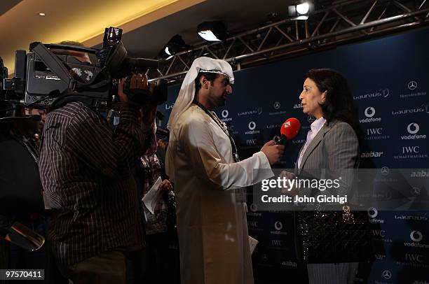 Laureus Sports Academy member Nawal El Moutawakel speaks to the media during the Abu Dhabi Sports Council/Laureus Welcome Press Conference prior to...