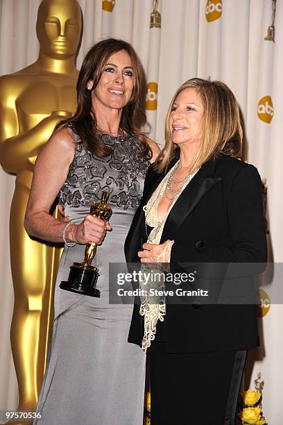 Director Kathryn Bigelow and actress Barbra Streisand pose in the press room at the 82nd Annual Academy Awards held at the Kodak Theatre on March 7,...