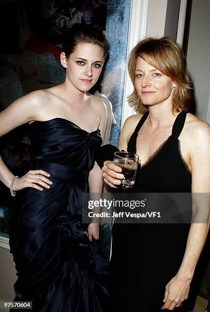 Actresses Kristen Stewart and Jodie Foster attend the 2010 Vanity Fair Oscar Party hosted by Graydon Carter at the Sunset Tower Hotel on March 7,...