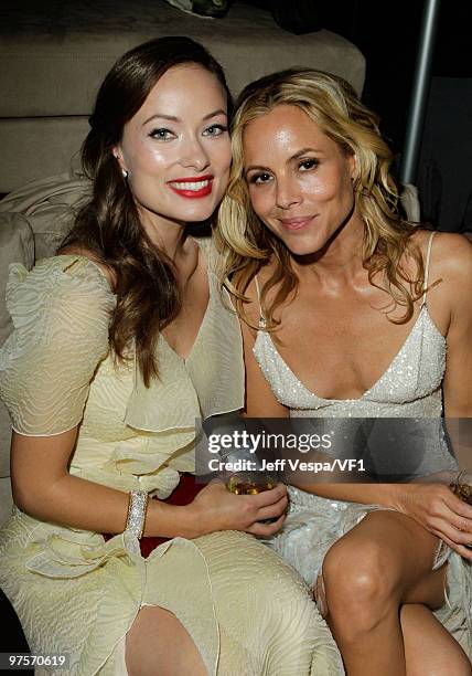 Actresses Olivia Wilde and Maria Bello attend the 2010 Vanity Fair Oscar Party hosted by Graydon Carter at the Sunset Tower Hotel on March 7, 2010 in...