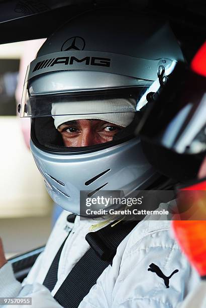 Laureus World Sports Academy member Daley Thompson attends the Laureus Driving Experience for Good part of the Laureus Sports Awards 2010 at the Yas...