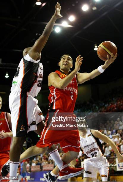 Luke Martin of the Hawks drives to the basket during game two of the NBL Grand Final Series at the Wollongong Entertainment Centre on March 9, 2010...