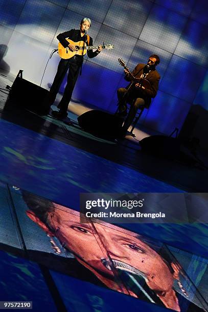 Joan Baez during the Italian tv show "Che tempo che fa" on October 12, 2008 in Milan, Italy.