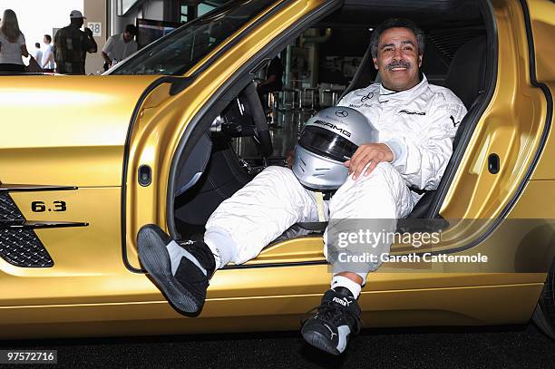 Laureus World Sports Academy member Daley Thompson attends the Laureus Driving Experience for Good part of the Laureus Sports Awards 2010 at the Yas...