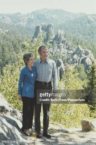 United States Senator from South Dakota and Democratic Party nominee for President, George McGovern pictured with his wife Eleanor McGovern as they...