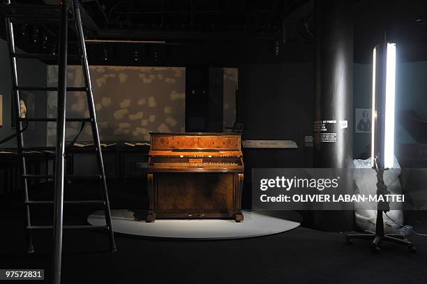 Picture taken on March 4, 2010 at the "Cite de la musique" shows the piano Pleyel used by Polish musician Frederic Chopin as part of the Exhibition...