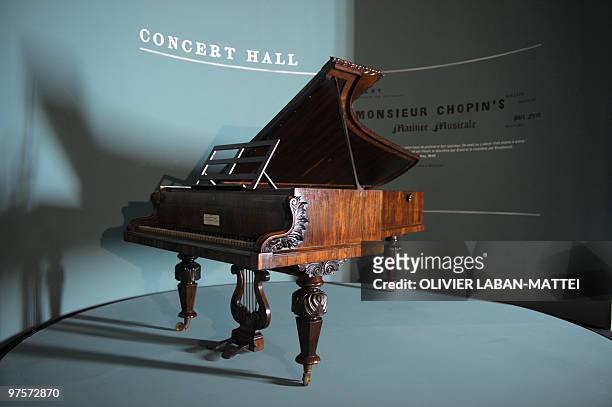 Picture taken on March 4, 2010 at the "Cite de la musique" shows a piano John Broadwood and sons used by Polish musician Frederic Chopin during four...