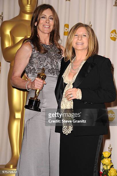 Director Kathryn Bigelow and actress Barbra Streisand pose in the press room at the 82nd Annual Academy Awards held at the Kodak Theatre on March 7,...