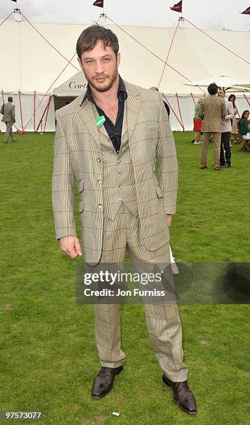 Tom Hardy at the Cartier Tent during the Cartier International Polo Day at Guards Polo Club on July 26, 2009 in Egham, England.