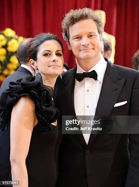 Actor Colin Firth and wife Livia Giuggioli arrive at the 82nd Annual Academy Awards held at the Kodak Theatre on March 7, 2010 in Hollywood,...