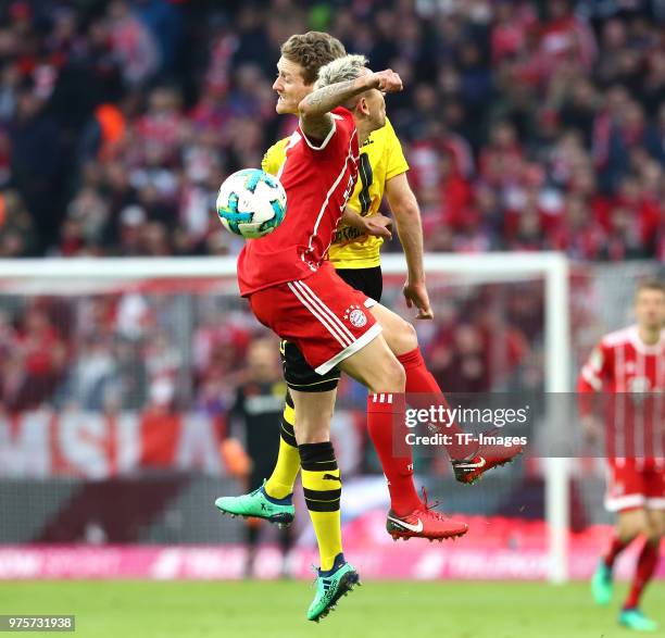 Andre Schuerrle of Dortmund and Rafinha, Marcio Rafael Ferreira de Souza of Muenchen battle for the ball during the Bundesliga match between FC...