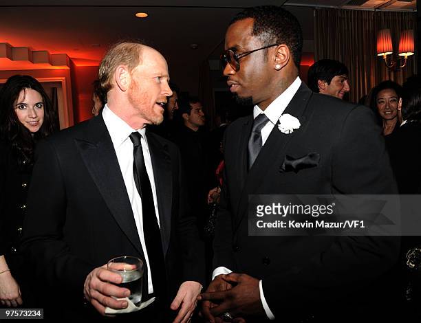 Ron Howard and Sean "Diddy' Combs attends the 2010 Vanity Fair Oscar Party hosted by Graydon Carter at the Sunset Tower Hotel on March 7, 2010 in...