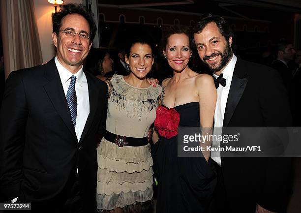 Actor Jerry Seinfeld, Jessica Seinfeld, actor Leslie Mann and director Judd Apatow attend the 2010 Vanity Fair Oscar Party hosted by Graydon Carter...