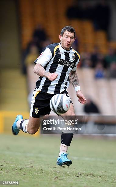 Lewis Haldane of Port Vale in action during the Coca Cola League Two Match between Port Vale and Northampton Town at Vale Park on March 6, 2010 in...