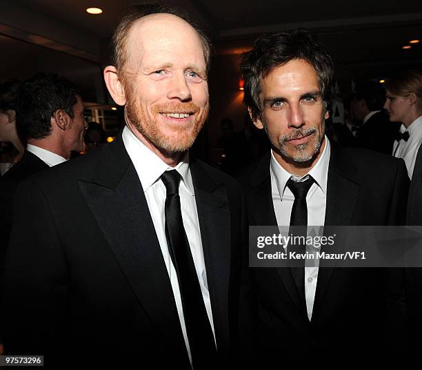 Director Ron Howard and actor Ben Stiller attend the 2010 Vanity Fair Oscar Party hosted by Graydon Carter at the Sunset Tower Hotel on March 7, 2010...