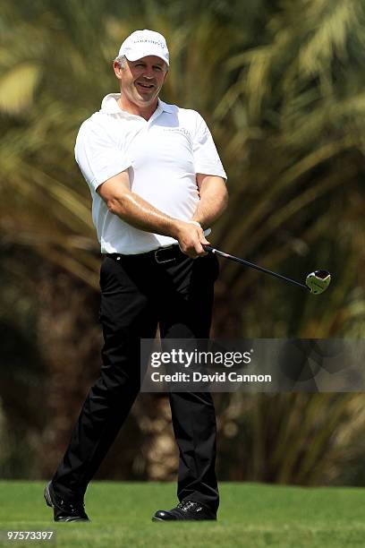 Sean Fitzpatrick in action during the Laureus World Sports Awards Golf Challenge at the Abu Dhabi Golf Club on March 9, 2010 in Abu Dhabi, United...