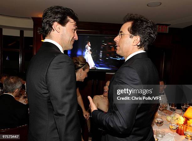 Actors Jon Hamm and Jerry Seinfeld attend the 2010 Vanity Fair Oscar Party hosted by Graydon Carter at the Sunset Tower Hotel on March 7, 2010 in...