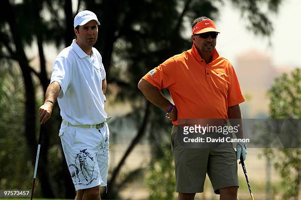 Ian Botham and Michael Vaughan during the Laureus World Sports Awards Golf Challenge at the Abu Dhabi Golf Club on March 9, 2010 in Abu Dhabi, United...