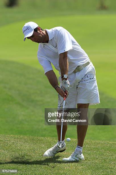 Michael Vaughan in action during the Laureus World Sports Awards Golf Challenge at the Abu Dhabi Golf Club on March 9, 2010 in Abu Dhabi, United Arab...