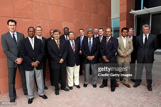 Members pose for a group shot prior to the ICC Chief Executives Committee meeting on March 9, 2010 in Dubai, United Arab Emirates.