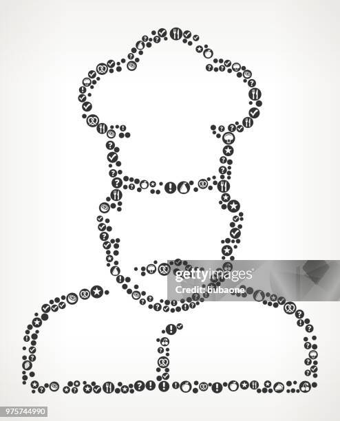 chef face food black and white icon background - bird chefs hat stock illustrations