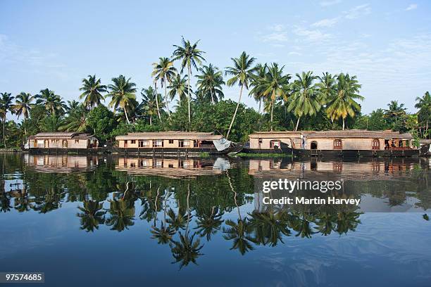 houseboat on kerala backwaters in india - ケララ州 ストックフォトと画像