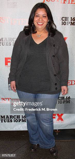 Actress Carla Jimenez attends the premiere of the television show "Justified" at the Directors Guild of America on March 8, 2010 in Los Angeles,...