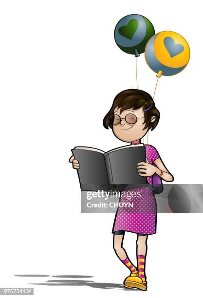 reading girl - girl reading stock illustrations