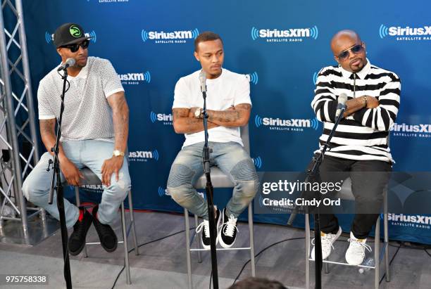 Pimpin, Jermaine Dupri and Bow Wow take part in SiriusXM's Town Hall with Jermaine Dupri at SiriusXM Studios on June 15, 2018 in New York City.