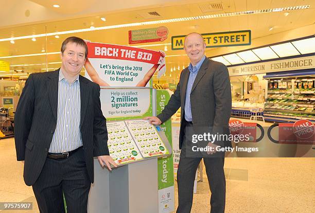 Former England footballer Mark Wright and Neil Peterson, Liverpool City Council's International Commercial Manager, pose during a photo call to...