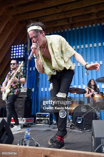 Mitchel Cave of Chase Atlantic performs on the Porch Stage during the 2018 Firefly Music Festival on June 15, 2018 in Dover, Delaware.