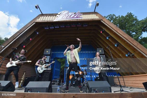 Mitchel Cave, Clinton Cave, and Christian Anthony of Chase Atlantic perform on the Porch Stage during the 2018 Firefly Music Festival on June 15,...