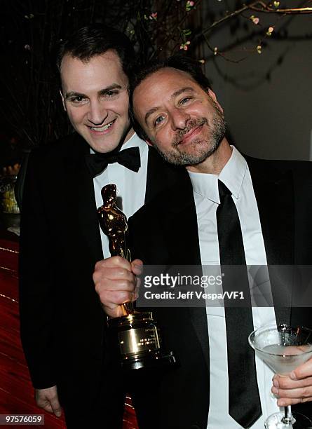 Producer Fisher Stevens poses with his oscar at the 2010 Vanity Fair Oscar Party hosted by Graydon Carter at the Sunset Tower Hotel on March 7, 2010...