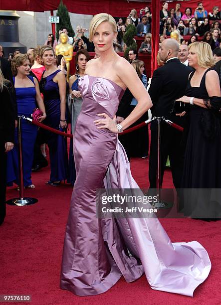 Actress Charlize Theron arrives at the 82nd Annual Academy Awards held at the Kodak Theatre on March 7, 2010 in Hollywood, California.