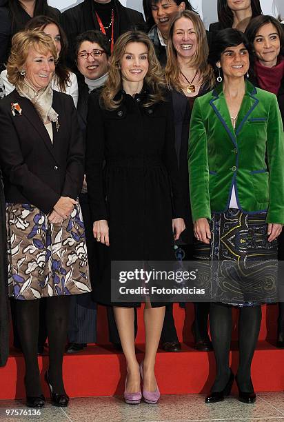 Princess Letizia of Spain and Esperanza Aguirre attend a meeting with 'LiderA' members, at the Teatro del Canal on March 9, 2010 in Madrid, Spain.