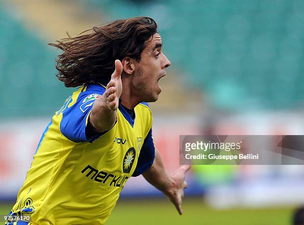 Paolo Granoche of Chievo and Massimo Donati of Bari in action during the Serie A match between AS Bari and AC Chievo Verona at Stadio San Nicola on...