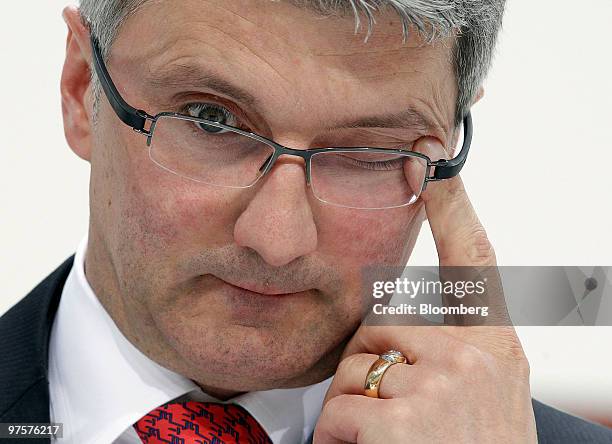 Rupert Stadler, chief executive officer of Audi AG, gestures during the company's full year earnings press conference in Ingolstadt, Germany, on...