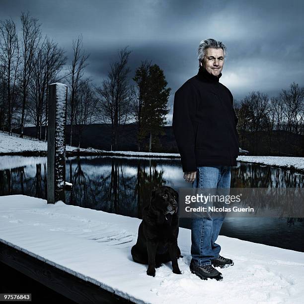 Writer John Irving poses at a portrait session for Self Assignment in Vermont on February 11, 2009.