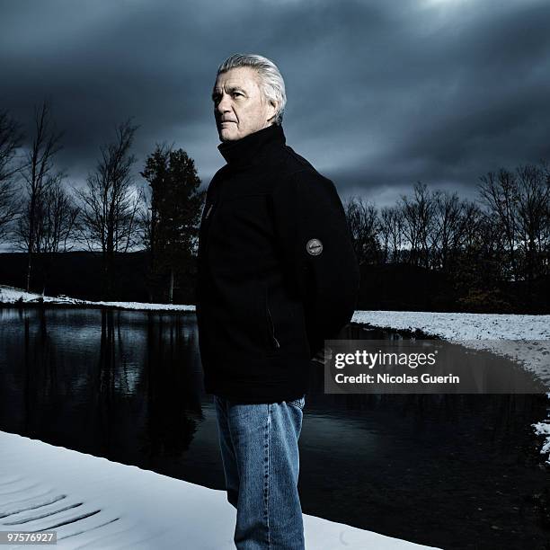 Writer John Irving poses at a portrait session for Self Assignment in Vermont on February 11, 2009.