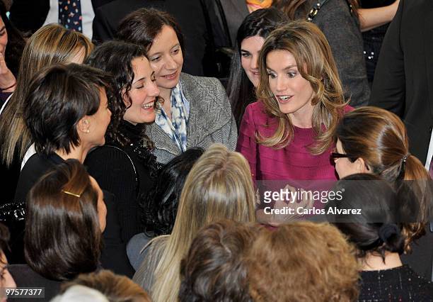 Princess Letizia of Spain attends a meeting with "LiderA" at Canal Theater on March 9, 2010 in Madrid, Spain.