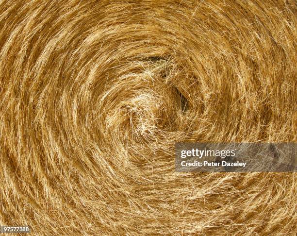 close up of bale of wheat - straw stockfoto's en -beelden