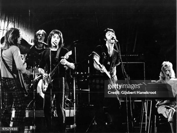 Wings perform live on stage at The Theatre Antique in Arles, France on July 13 1972 L-R Henry McCullough, Denny Seiwell, Denny Laine, Paul McCartney,...