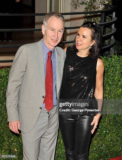 John McEnroe and Patty Smyth arrive at the 2010 Vanity Fair Oscar Party hosted by Graydon Carter held at Sunset Tower on March 7, 2010 in West...