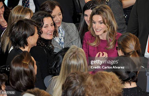 Princess Letizia of Spain attends a meeting with "LiderA" at Canal Theater on March 9, 2010 in Madrid, Spain.