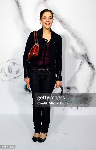 Alysson Paradis arrives during the Chanel Ready to Wear show as part of the Paris Womenswear Fashion Week Fall/Winter 2011 at Grand Palais on March...