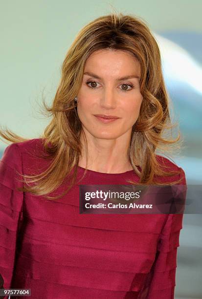 Princess Letizia of Spain attends a meeting with "LiderA" at Canal Theater on March 9, 2010 in Madrid, Spain.